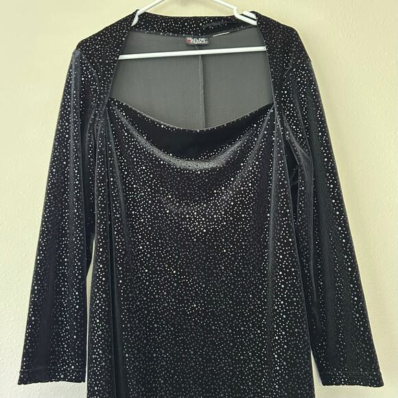 Helen Blake Velvet Long Sleeve Square Neck black shift Dress whimsigoth fairy M - Picture 3 of 10